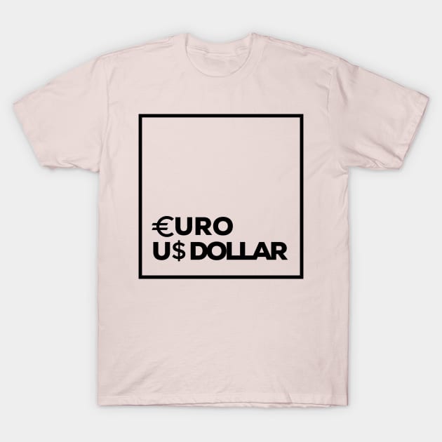 Euro Dollar Square Box Black T-Shirt by NikiRaak Designs